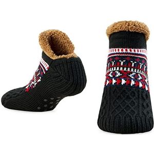 CityComfort Slipper Fluffy Sokken Voor Vrouwen Mannen Warmte Holding Sok Gebreide Sokken Wol Sherpa Fuzzy Bed Slippers (Zwart)