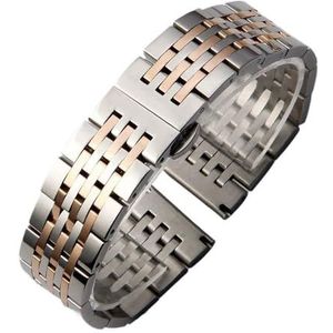 Roestvrij stalen horlogeband geschikt for Tissot geschikt for Citizen geschikt for Longines geschikt for Seiko horlogeband 12/14/16/18/19/20/22/24 mm polsband (Color : Silver Rose Gold, Size : 16mm