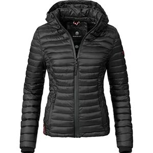MARIKOO Lichte tussenjas voor dames, gewatteerde jas met capuchon, XS-XXL, zwart, L