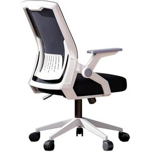 FZDZ Hoge rug mesh stoel in hoogte verstelbaar en ergonomisch ontwerp thuiskantoor computer bureaustoel Executive met lendensteun en opklapbare armleuning draaistoel (kleur: wit + zwart)