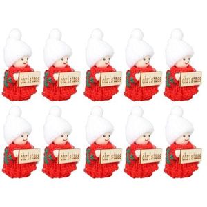 10 Stuks Mini Kerstpoppenhuisfiguren, Handgemaakte Doe-het-zelf Kerstversieringen Miniaturen voor Kersttafereel Sprookjestuindecoratie, Schietrekwisieten