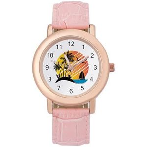 Tropische Strand Horloges Voor Vrouwen Mode Sport Horloge Vrouwen Lederen Horloge