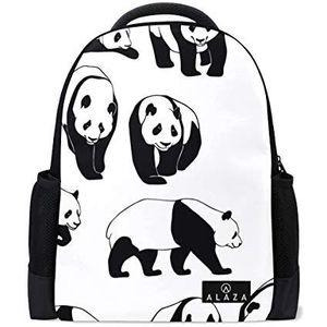 My Daily Leuke Panda Doodle Rugzak 14 Inch Laptop Daypack Boekentas voor Reizen College School, Meerkleurig, One Size
