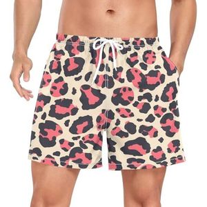 Niigeu Cartoon Polka Dot Leopard Skin Zwembroek voor heren, sneldrogend, met zakken, Leuke mode, M