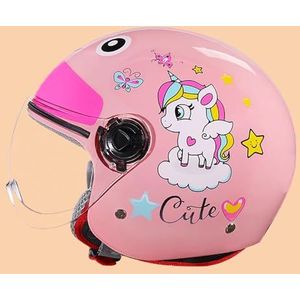 Kinderhelm - Retro - 3/4 Motorfiets Halve Helm - ECE/DOT Goedgekeurd - Voor Jongens en Meisjes - 49-55 cm