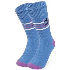 Disney Bedsokken voor dames - warme Stitch Baby Yoda pantoffels sokken - antislip eenheidsmaat - cadeau voor vrouwen (Stitch Blauw)