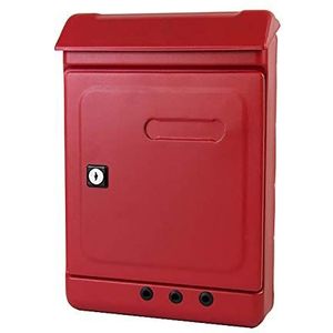 Veilige aan de muur gemonte erde brievenbus Wandbrievenbus, afsluitbare brievenbus met deksel en 2 sleutels, weerbestendige brievenbus, eenvoudig te monteren, hoogwaardig verzinkt(Red)
