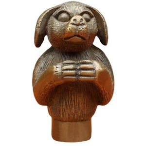 FHUILIJH Antieke messing hond wandelstok - Deluxe hond wandelstok - wandelstok voor mannen en vrouwen cadeau,Messing,7cm