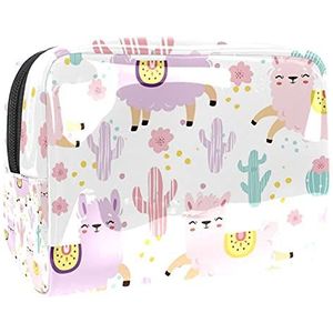 Waterdichte cosmetische tassen, schattige alpaca dier gele reizen cosmetische tassen, multifunctionele draagbare make-up tassen, reizen cosmetische tas organizer voor vrouwen, MultiColor 07,