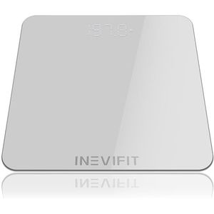 INEVIFIT personenweegschaal, zeer nauwkeurige digitale personenweegschaal, meet het gewicht voor meerdere gebruikers. Zilver groot platform 30 x 28 cm