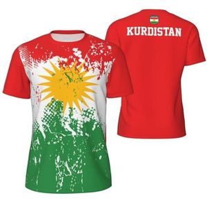 Sport T-Shirt Vintage Koerdistan Vlag Vlag Graan Tees 3D Gedrukt voor Fitness Running Voetbal, Meerkleurig, S