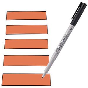 Magneetstrip etiketten oranje 100x30 mm - 75 stuks - beschrijfbaar incl. stift.