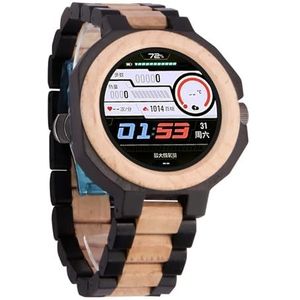 Houten horloges Smart horloge Bluetooth sportarmband oproep multifunctioneel neutraal sandelhout horloge (Size : Brown)