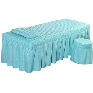 Massagetafel laken set, massage tafel rok kussensloop kruk cover set, schoonheid spreien, schoonheid bed beddengoed (blauw-S)