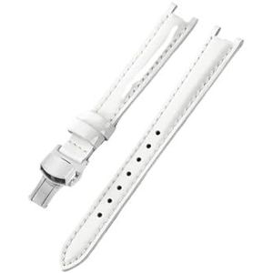 Jeniko Compatibel Met Tissot 1853 Lederen Koeienhuid Waterdichte Horlogebanden Dames T094 Flamenco T094210 Concave Interface-accessoires 12 Mm (Color : White(LG)-Steel, Size : 12mm)
