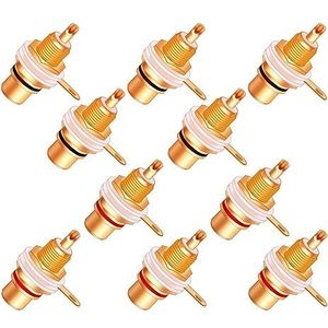 10 stuks/partij RCA Stekker Vrouwelijke Jack Socket Solder Draad Plug RCA Panel Mount Chassis (Kleur: 5xRood 5xZwart-01)