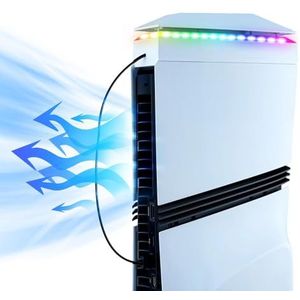 Mcbazel Top Fan for PS5 Pro, DIY RGB Light Cooling Base with Memory Function, USB Port Accessories for Charging/Transfer for PS5 Pro - White