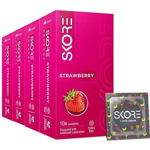 Skore Aardbei Gearomatiseerde Condooms 10 Pack van 4