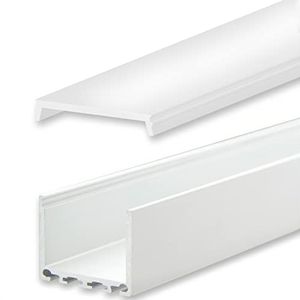 INNOVATE Aluminium - aluminium profiel - U-profielen voor ledstrips / strips (aluminium U-profiel Maxi 24 mm - platte melkachtige afdekking)