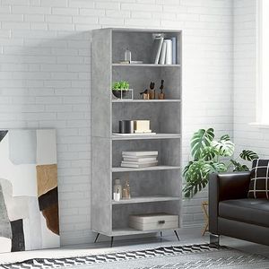 XGWKCNV Kasten & Opslag Highboard Beton Grijs 69,5x32,5x180 cm Engineered Hout Buffetten & Dressoirs