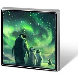 Groene Aurora Borealis Pinguïn Broche Pins Voor Mannen Vrouwen Vierkante Badge Kraag Pin Reversspeldjes Voor Jurk Jas Rugzak Accessoires