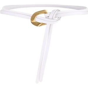 Geknoopte leren riemen met gouden gesp, dubbele laag tailleband, vintage jurk, jas, gordel for vrouwen(White)