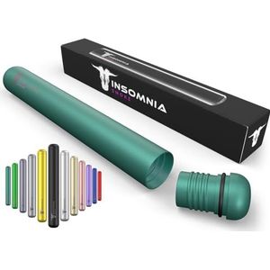 Insomnia Smoke Sigaretten Houder | Water, geur & geurbestendig | Premium tabaksdoob buis sigarettenopslagcontainer doos voor King Size Pre-roll Cone | Gemaakt van CNC aluminium (donkergroen)