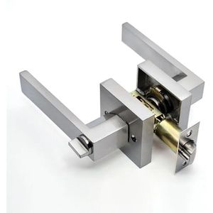 Deurklink Deurklink Lock Vierkant Kanaal Privacy Masker Interieur Slaapkamer Kamer Badkamer Drie Bar Sferisch Slot 1 Stks (Vierkant Zilver)