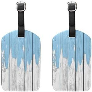 Bagagelabels,Druppende blauwe verf op wit hout bagageruimte Tags Travel Tags Koffer Accessoires 2 Stuks Set