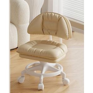 JUXDZISHW Beige, C, lage rolkruk, 360° draaibare rolkruk en rolkruk met rugleuning, 360° draaibare kruk voor sport, yoga