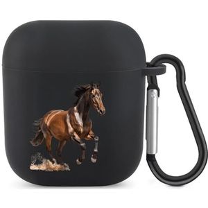 Running Hourse Leuke Case voor AirPods 2&1 Schokbestendige Beschermende Hoofdtelefoon Gevallen Cover Met Sleutelhanger Voor Mannen Vrouwen