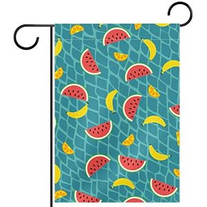 Fruit Banaan Watermeloen Tuinvlag 28x40 inch,Kleine tuinvlaggen dubbelzijdig verticale banner buitendecoratie