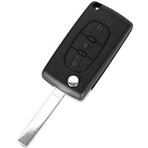 Autosleutel vervanging afstandsbediening sleutel voor Cle Citroen C4 Peugeot 3008 5008 sleutelhanger flip met 3 toetsen autokoplamp lemmet zonder groef model met batterijcel Phonillico®