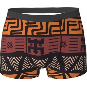 ZJYAGZX Afrikaanse modderdoek tribal print heren boxerslips - comfortabele ondergoed trunks, ademend vochtafvoerend, Zwart, XL