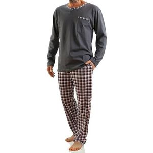 SESTO SENSO Heren Pyjama Set Lange Mouw Broek Met Zak Katoen Top & Bottom Nachtkleding L Grafit