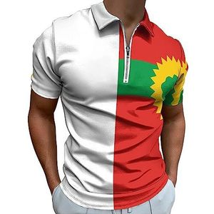 Oromo Liberation Front Azoren Vlag Polo Shirt voor Mannen Casual Rits Kraag T-shirts Golf Tops Slim Fit
