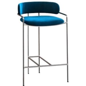 Retro Barstoel Barstoel Licht Luxe Café Melk Theewinkel Bar Receptie Woonkamer Rugleuning Hoge Kruk Stoel Kinderstoel Design Barstoel(Blue)