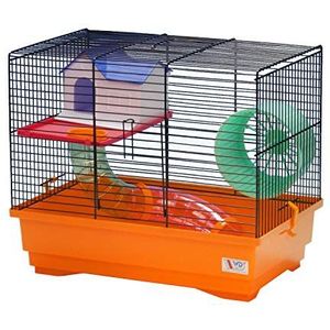 Decorwelt Hamsterstokken Oranje buitenmaten 40x25x34 knaagkooi Hamster plastic kleine dieren kooi met accessoires