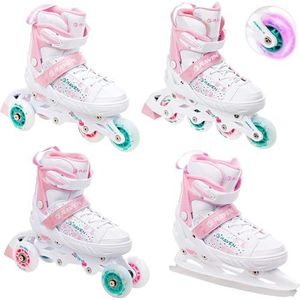 RAVEN Rosi 4-in-1 inline skates/triskates/rolschaatsen/schaatsen verstelbaar met led-lichtwiel (28-32 (18,5-21 cm)