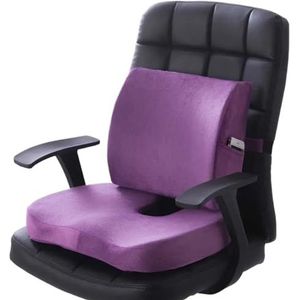 zitkussen Geheugenkatoenen zitkussenset Autostoelverhoger Eetkamerstoel Bureaustoel Rugkussen voor studenten stoelkussen(Color:Short plush purple)