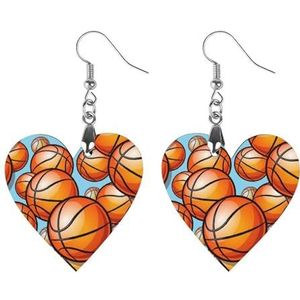 Basketbal Patroon Leuke Hartvormige Hanger Oorbellen Voor Vrouwen Lichtgewicht Houten Oorbellen Mode-sieraden Geschenken