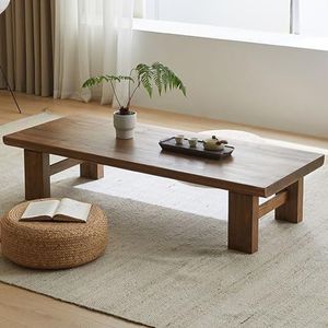 ZENCIX Japanse lage tafel, 47 inch vintage theetafel lage tafel, rechthoekige stijl tatami tafel, of zittend op de vloer accentmeubilair, 120x60x38cm
