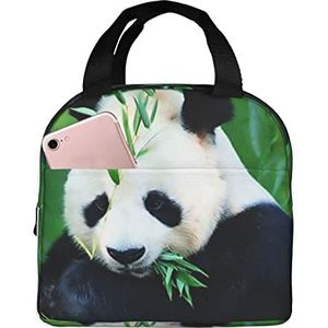 JYQCNSMJYB2 Geïsoleerde lunchtas met panda-print voor dames en heren, lichte duurzame draagtas voor kantoor, werk, school