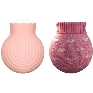 Mini warmwaterkruik, warmwaterkruik magnetron verwarming siliconen warmwaterkruikzak met gebreide hoes, warme en koude therapieën rugpijn - cadeau voor ouders, kerstmis (maat: multi) (maat: