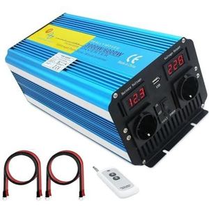 Inverter Zuivere Sinusomvormer DC12V/24V Naar AC220V 230V Afstandsbediening LCD-scherm RV Auto-omvormer Zonne-energie-accu-omvormer 8000W Europees Stopcontact Converter(AC24V,50Hz,A 6000W peak)