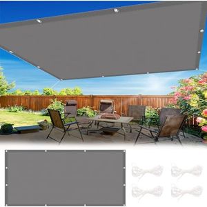 Schaduwdoek Zonnezeil 1.6 x 4 m Uv-Bescherming, Zonwering Balkon Privacy Screen met Spantouwen Doorvoertules Voor Balkon en Tuin, Donkergrijs