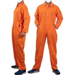 Heren Jumpsuit Halloween Unisex Boiler Suit Elastische Tailleband Overall Overalls voor College Student Workshop (Oranje, XXL)