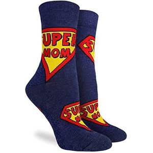 Malinsi SuperMom Sokken Dames - Grappige Huissokken One Size Blauw - Moederdag - Happy Verjaardag Mama - Superman Socks - Cadeau Moeder - Mama