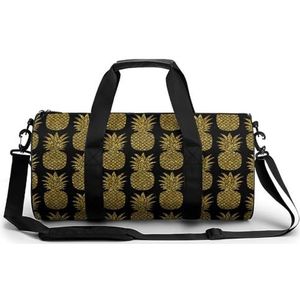 Gouden Glitter Ananas Draagbare Gym Bag voor Vrouwen En Mannen Reizen Plunjezak Voor Sport Print Gymbag Grappige Yoga Tas