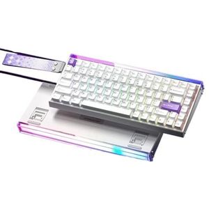 QPSJXN Magnetische schakelaar, mechanisch toetsenbord, 8K 0,01 mm, RT Hot Swap RGB koolstofvezel, kabelgebonden, accessoires compatibel met verschillende systemen, wit-paars